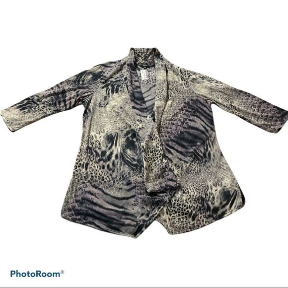 NWT S Point Open front shawl collar animal print cardigan jacket size 2X - Picture 3 of 8